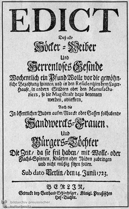 Edict: A Pound of Wool per Week (June 14, 1723)